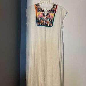 Embroidered White Dress